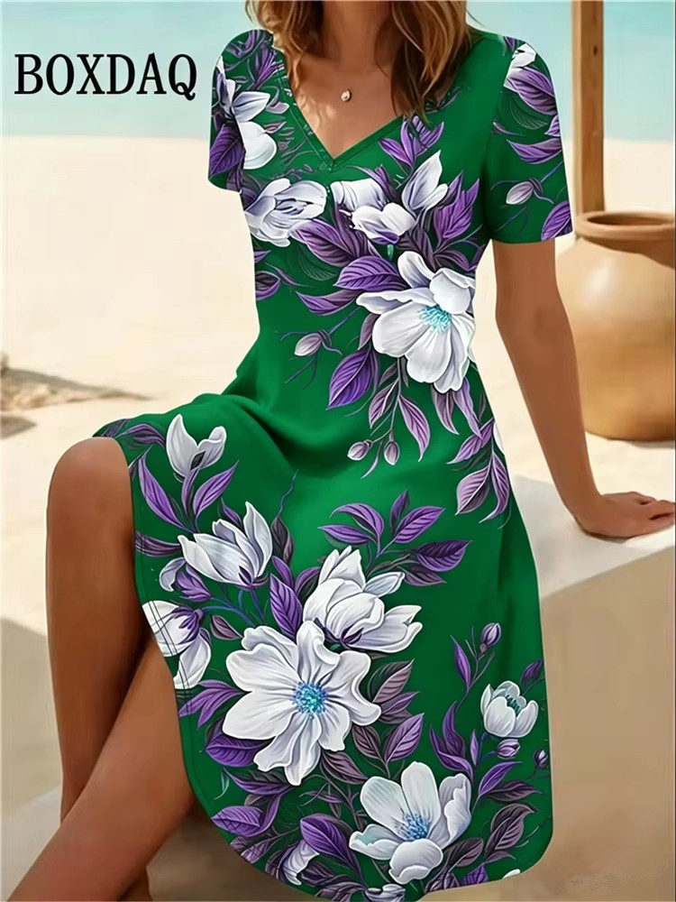 Romper Floral Print - 6XL Übergröße Damenkleider Sommer Strand Lässiges