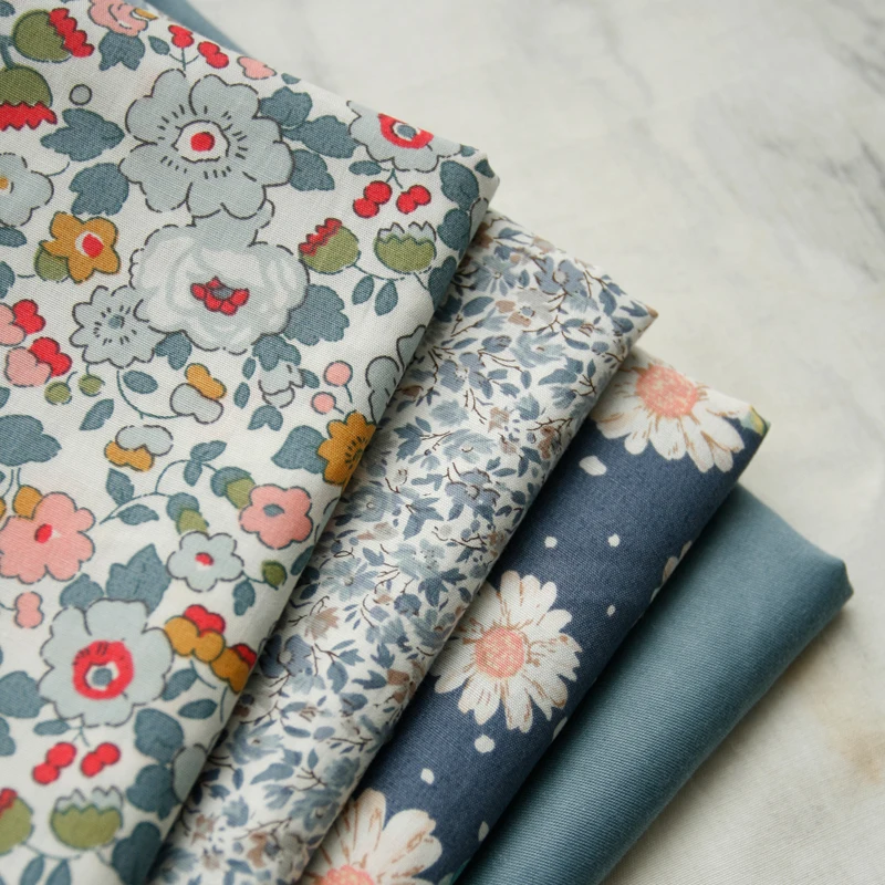 Romper Floral Print - 145x50cm Grau Blau Kleine Blumen Dünne