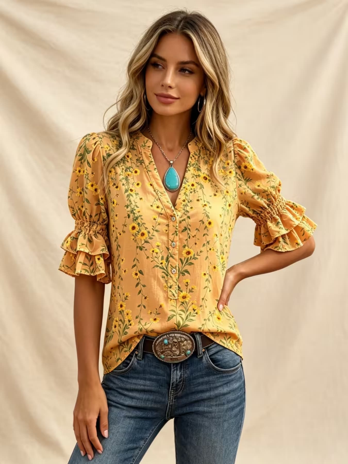 Damen Cowgirl Western Bluse mi – Romper Floral Print Bewertung und Preis
