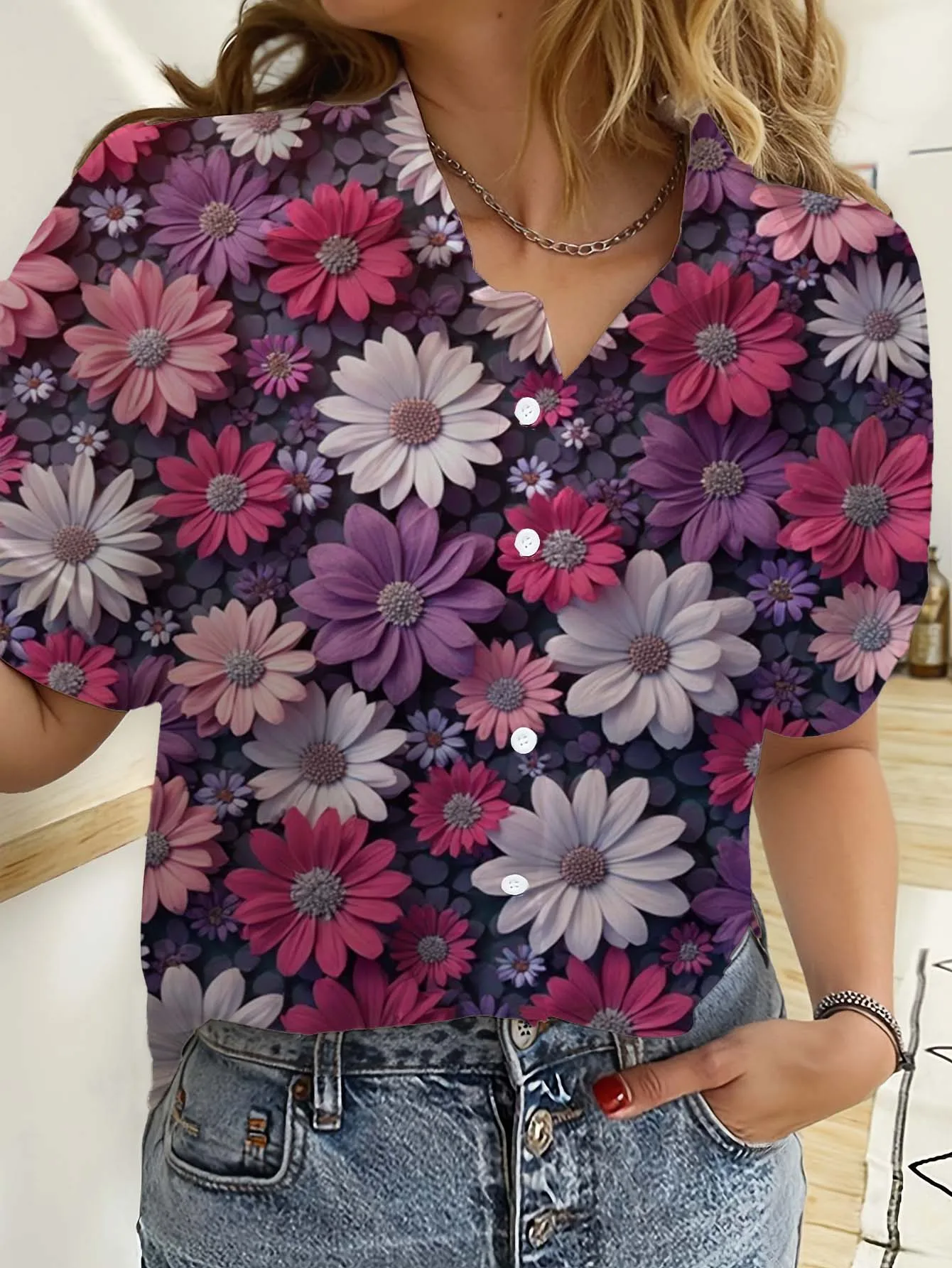 Hawaiianische Damenhemden Kurz – Romper Floral Print Bewertung und Preis